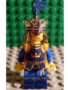 LEGO Minifigure-Fantasy Era - Crown King, No Cape, Printed Legs, Dark Blue Plume-Castle / Fantasy Era-CAS425-Creative Brick Builders